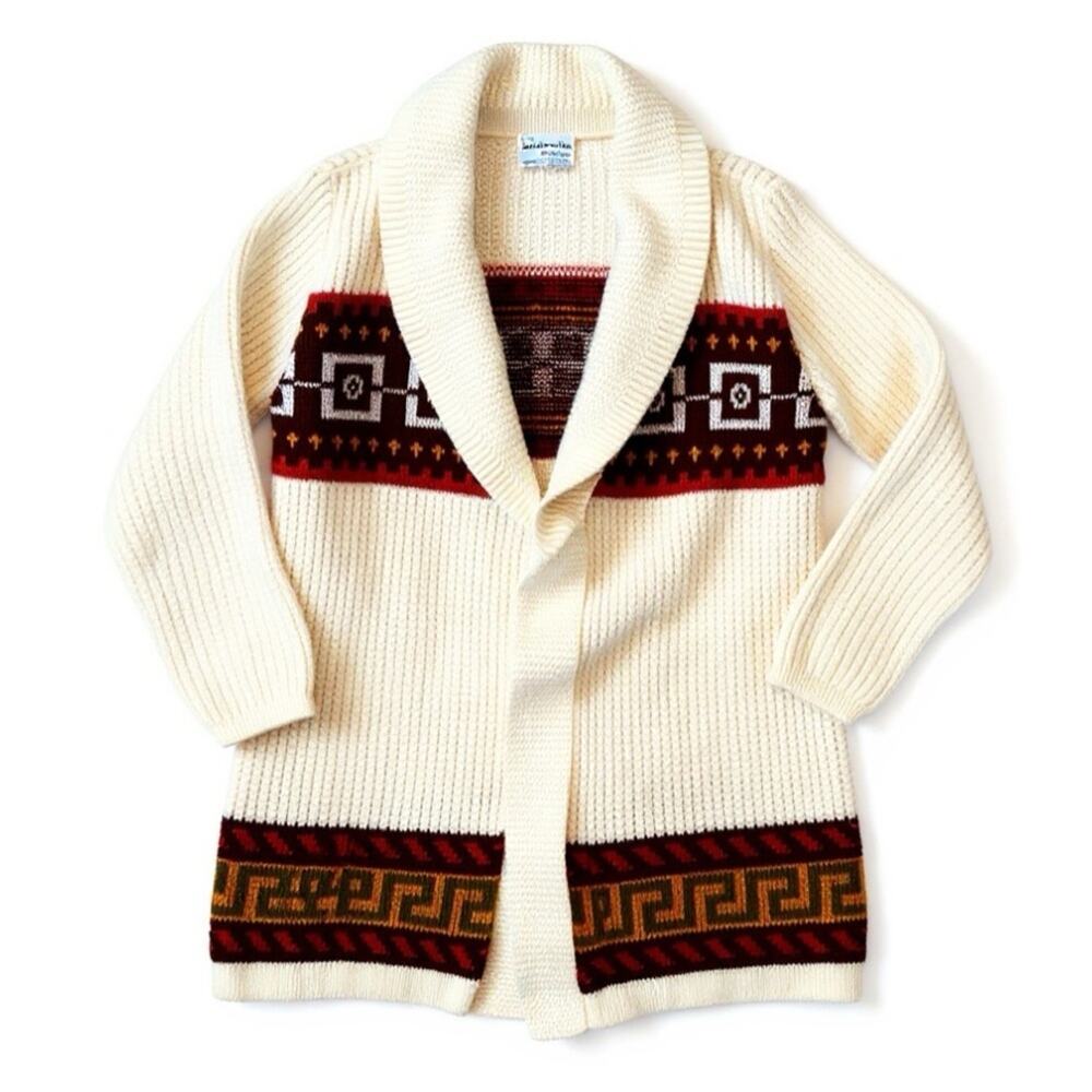 Majestic Knitwear Vintage Women’s M Cream Shawl Collar Cardigan Sweater Western
